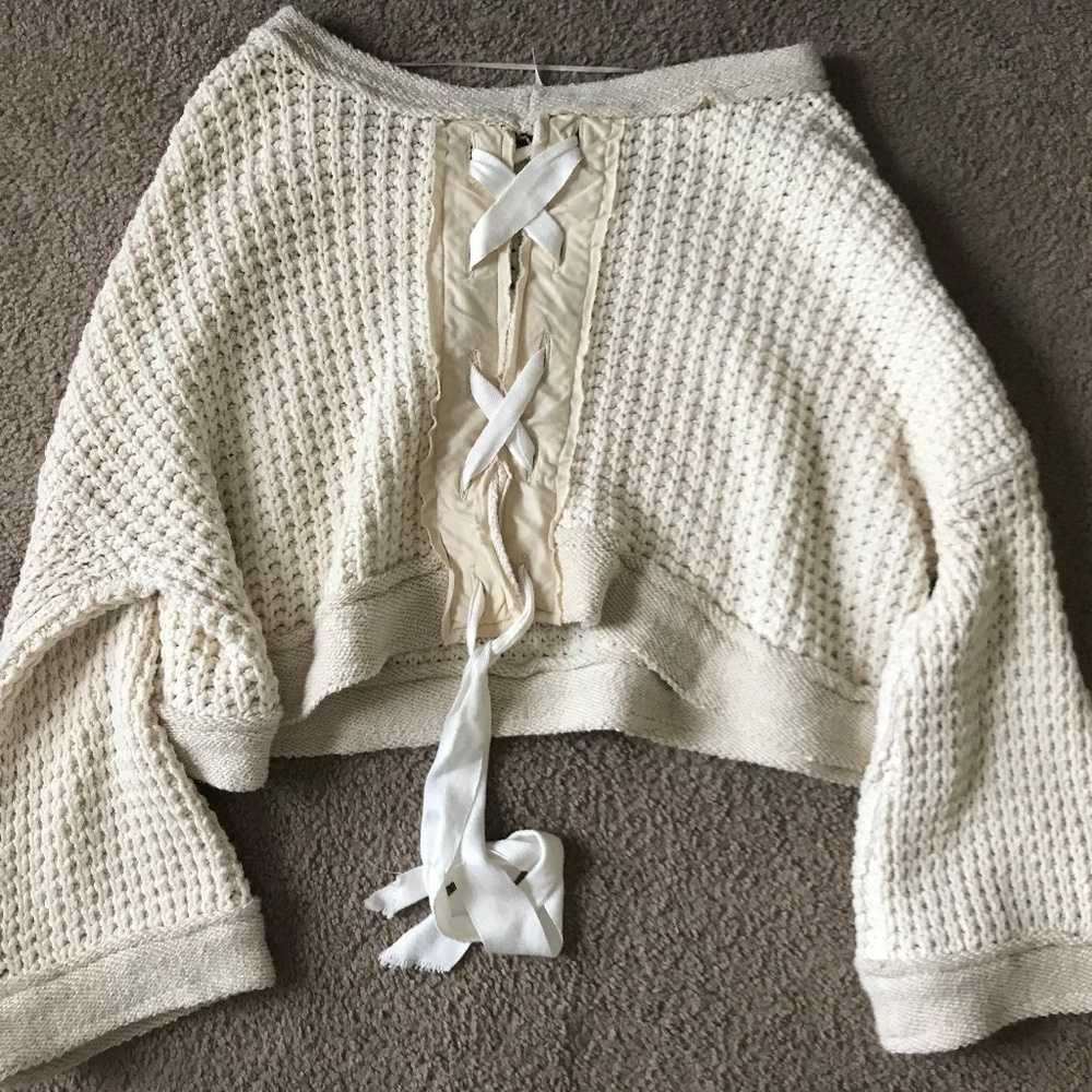 Free People Maybe Baby waffle knit flared sleeve s